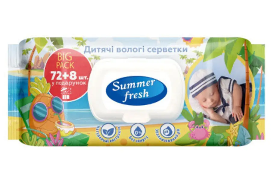 Серветки вологі дитячі "Summer Fresh" Super Pack 72шт