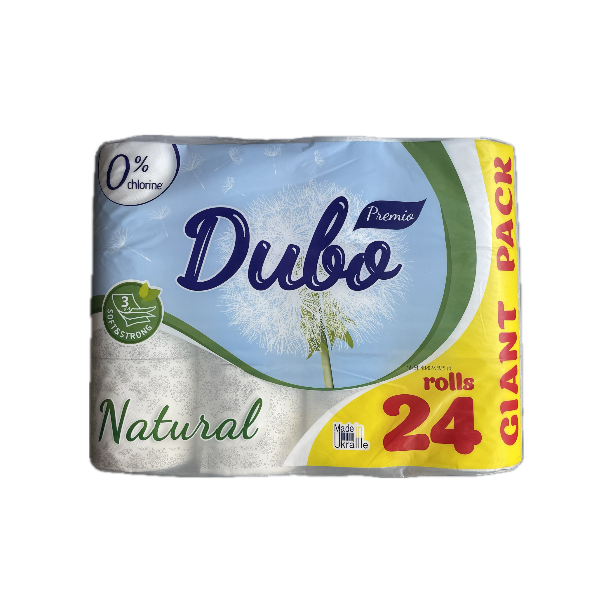 Папір целюлозний на гільзі "Диво Premio" Natural 24 рулонів, 3шари, 150листів