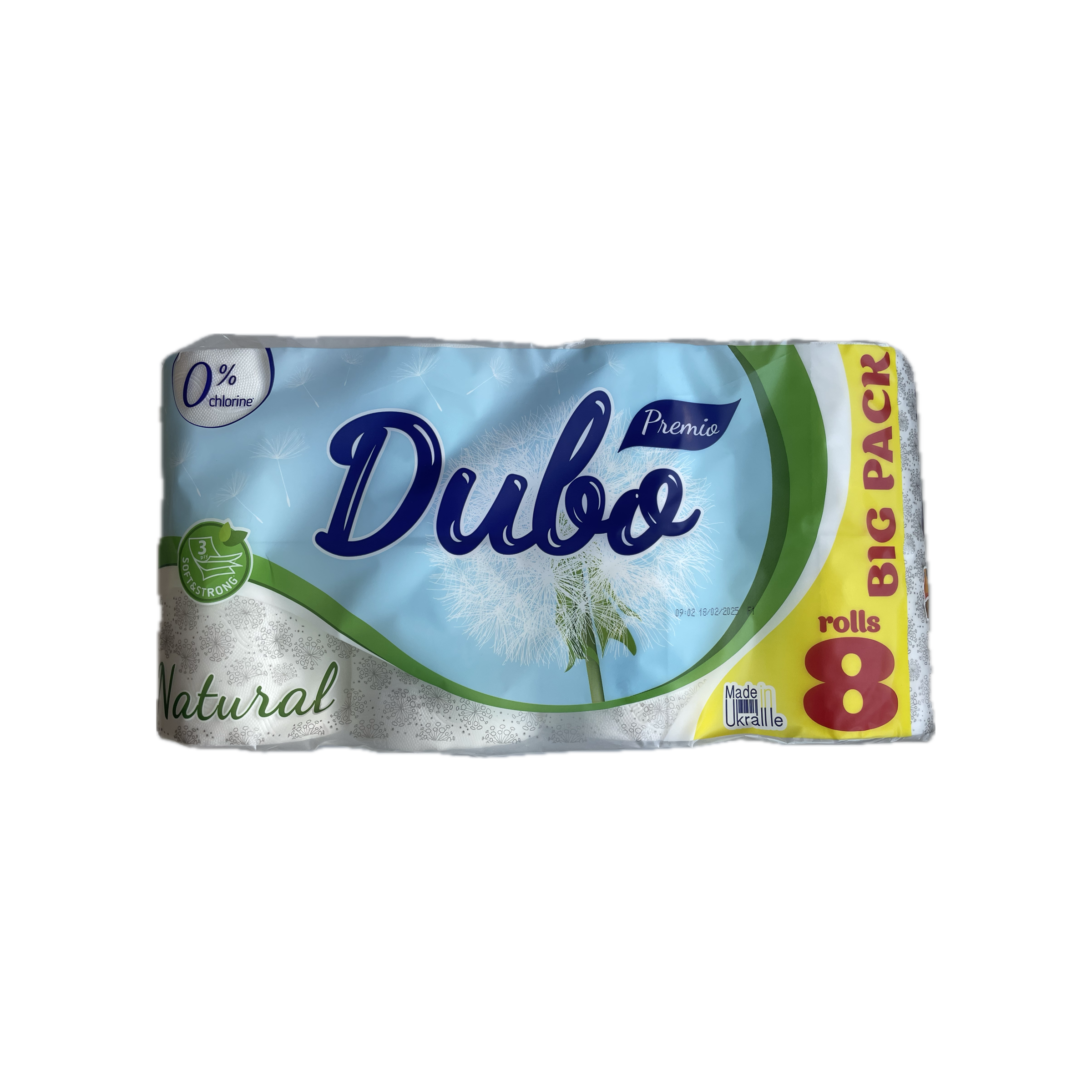 Папір целюлозний на гільзі "Диво Premio" Natural 8 рулонів, 3шари