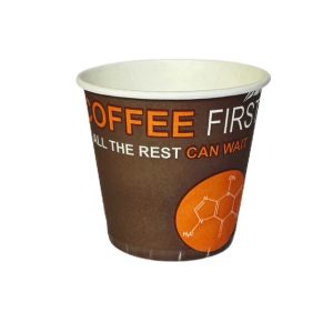 Стакан паперовий ЕкоКап - 110 мл, з малюнком Coffee First, 50шт/уп