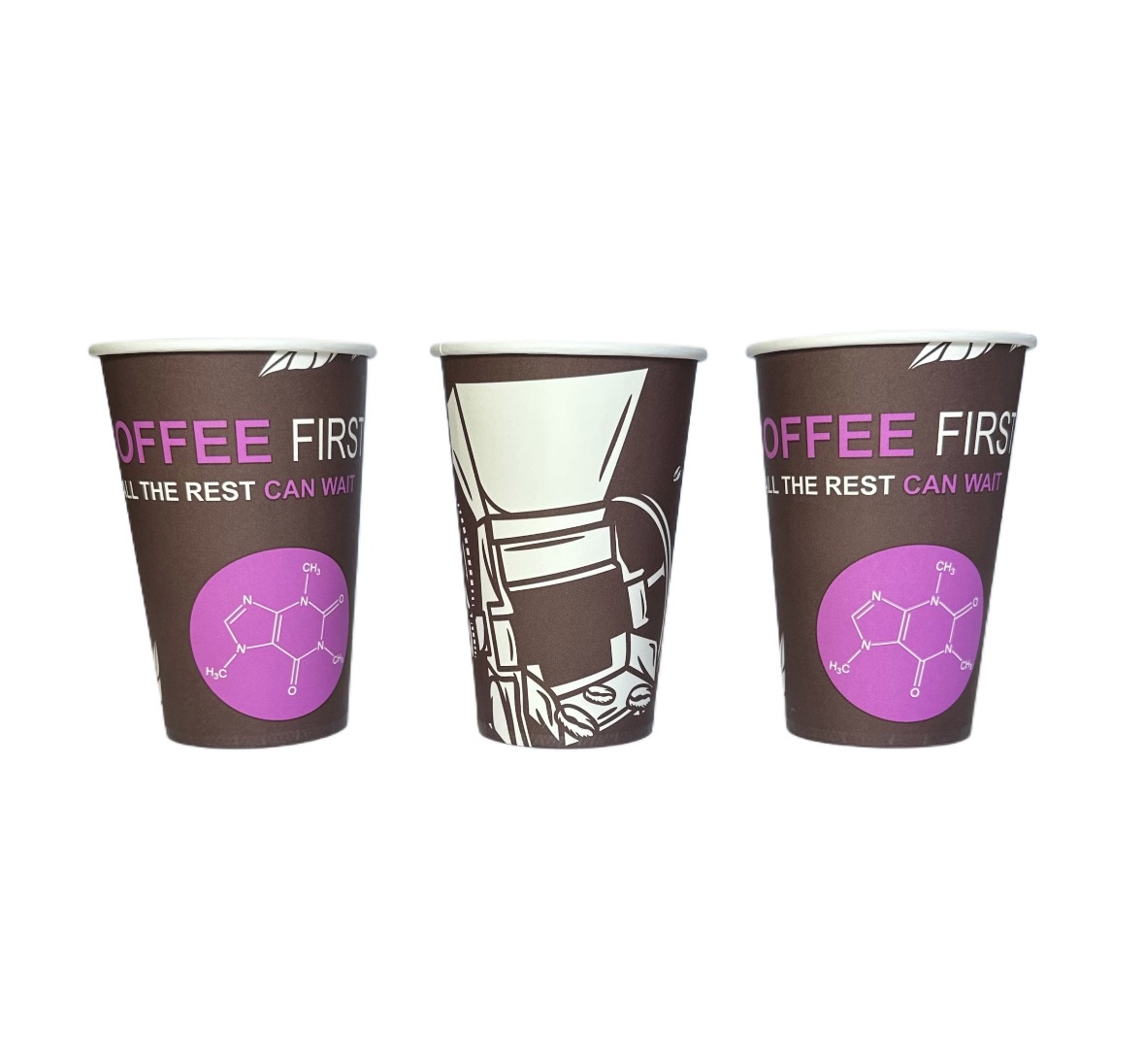 Стакан паперовий ЕкоКап - 340 мл, з малюнком Coffee First, 50шт/уп - Зображення 2