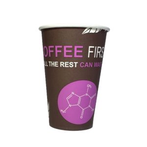 Стакан паперовий ЕкоКап - 340 мл, з малюнком Coffee First, 50шт/уп