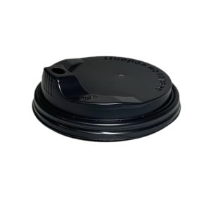 Кришка пластикова до паперового стакану - D90mm, чорна, 100 шт/уп