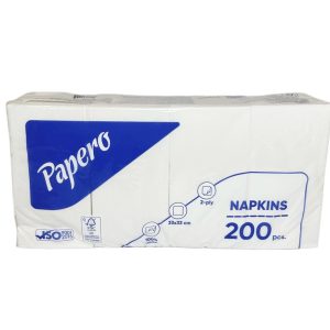 Серветки паперові "Papero" 1/8 білі - 2шари, 330х330 мм, 200 аркушів