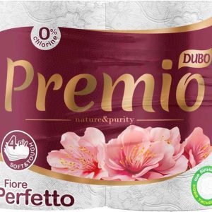 Папір целюлозний на гільзі "Диво Premio" Fiore Perfetto - 4 шаровий, 4 рулони