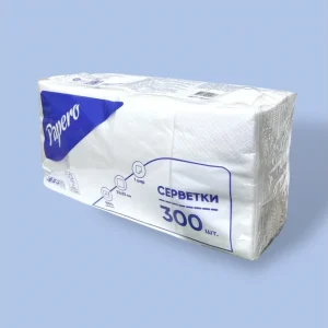 Серветки паперові "Papero" 1/8 білі - 1 шар, 330х330 мм, 300 аркушів