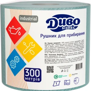 Рушник макулатурний зелений Диво Бізнес Іndustrial 1шаровий, 300м, 1250листів, d240