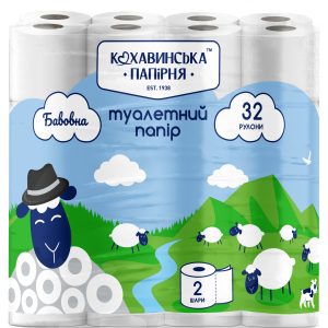 Папір туалетний целюлозний "Бавовна" Альпи, 2 шаровий, 32 рулони