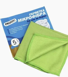 Серветка Мікрофібра для скла 5 шт розмір 35*35 Profit Pro