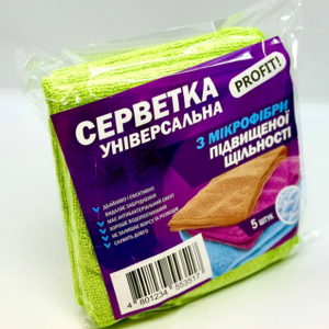 Серветка Мікрофібра універсальна 5шт розмір 35*35 Profit Pro